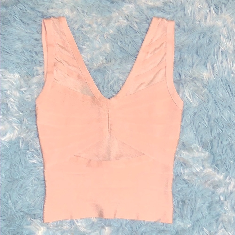BEBE Blush pink bandage top